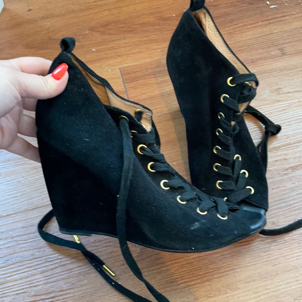 Joie lace up wedge booties